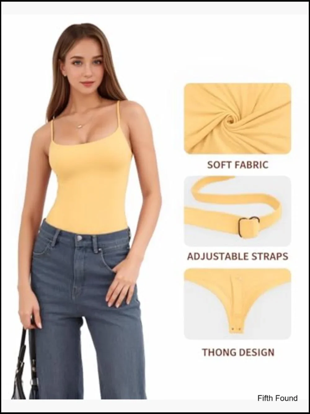 Double Lined Square Neck Bodysuit Adjustable Spaghetti Strap Thong Tank Top